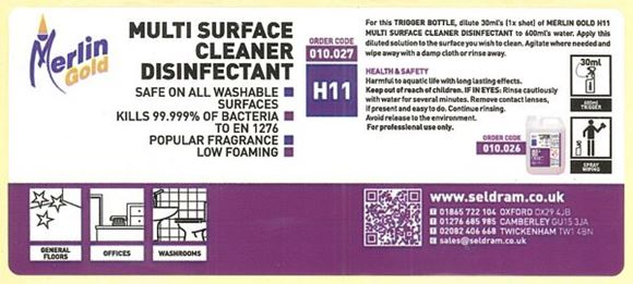 Picture of MERLIN H11 M-SURFACE CLEANER DISINFECTANT LAB |Ctn 10