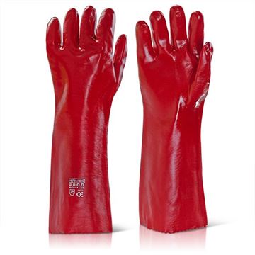 Picture of RED PVC LONG OPEN GAUNTLETS 18in 40CM |Pair