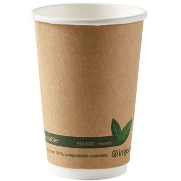 Picture of 16oz KRAFT COMPOSTABLE DOUBLE WALL CUPS |Ctn 500