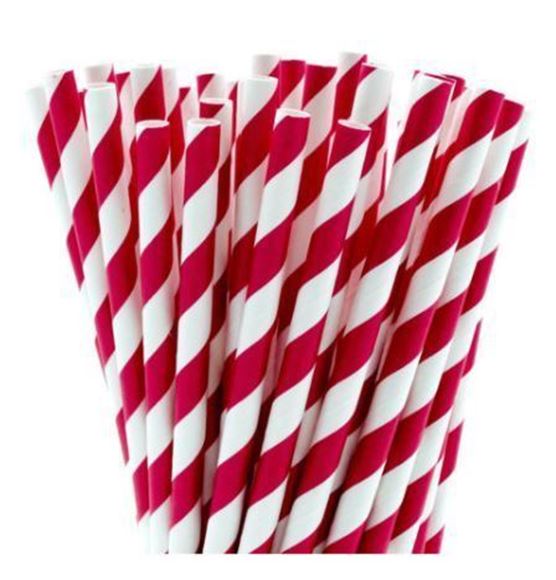 Picture of 8in RED & WHITE STRIPE PAPER STRAWS |Ctn 250