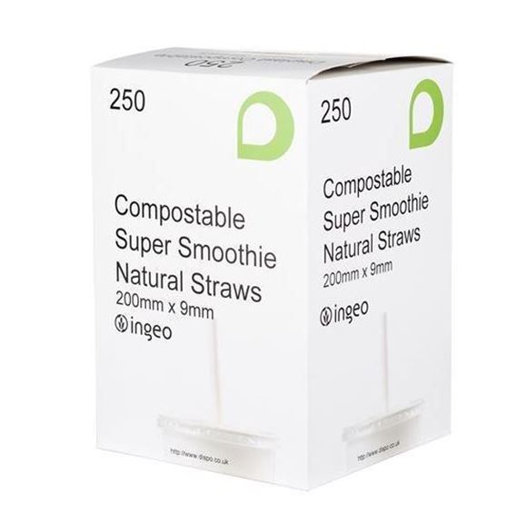 Picture of 8in STRAIGHT SMOOTHIE STRAWS GREEN/WHITE |Ctn 250