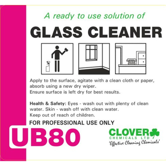 Picture of UB80 GLASS CLEANER RTU LABELS |Pk 10